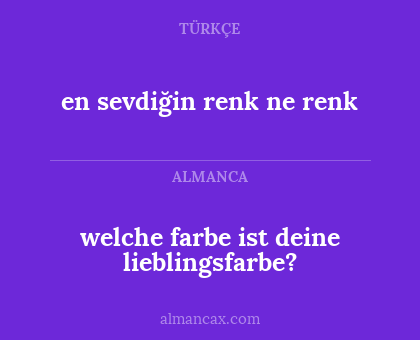 welche farbe ist deine lieblingsfarbe? - en sevdiğin renk ne renk