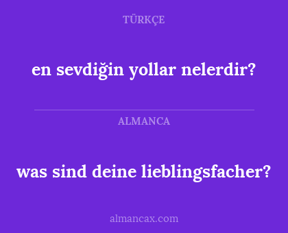 en sevdiğin yollar nelerdir? - was sind deine lieblingsfacher?