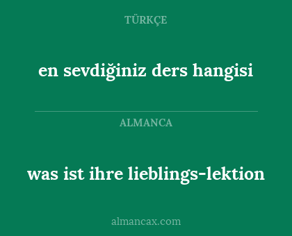 en sevdiğiniz ders hangisi - was ist ihre lieblings-lektion