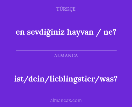 en sevdiğiniz hayvan / ne? - ist/dein/lieblingstier/was?