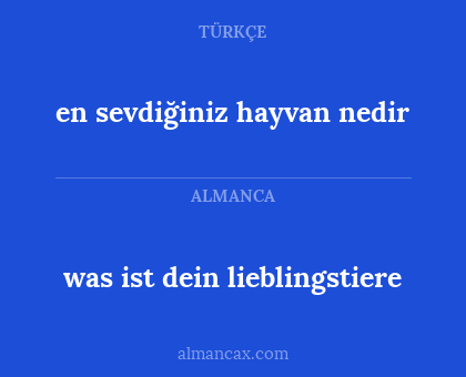 was ist dein lieblingstiere - en sevdiğiniz hayvan nedir