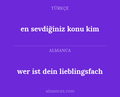 wer ist dein lieblingsfach - en sevdiğiniz konu kim
