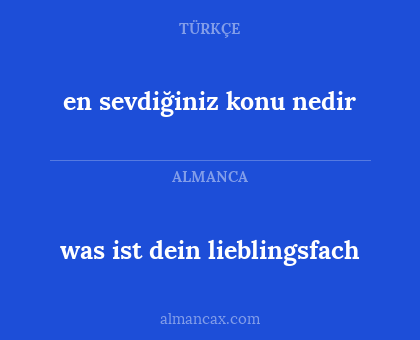 was ist dein lieblingsfach - en sevdiğiniz konu nedir