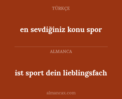 en sevdiğiniz konu spor - ist sport dein lieblingsfach