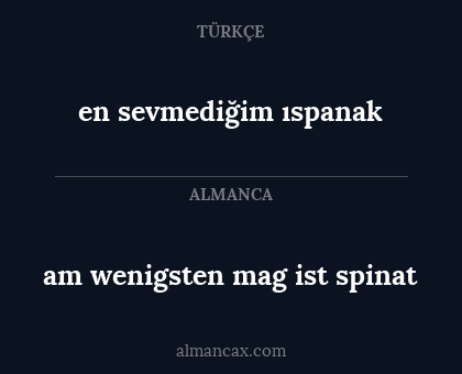 am wenigsten mag ist spinat - en sevmediğim ıspanak