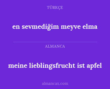 en sevmediğim meyve elma - meine lieblingsfrucht ist apfel