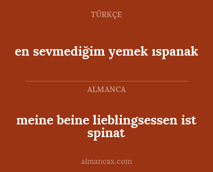 en sevmediğim yemek ıspanak - meine beine lieblingsessen ist spinat