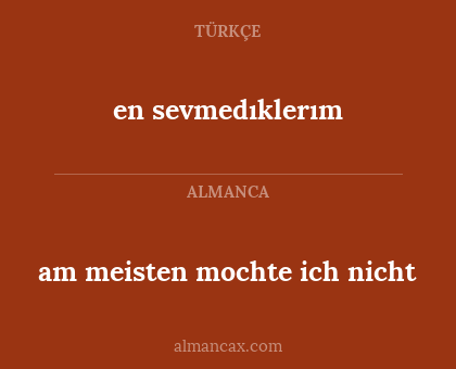en sevmedıklerım - am meisten mochte ich nicht