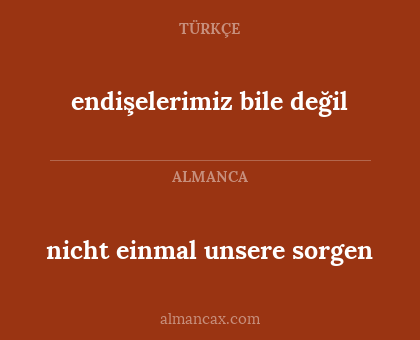 endişelerimiz bile değil - nicht einmal unsere sorgen