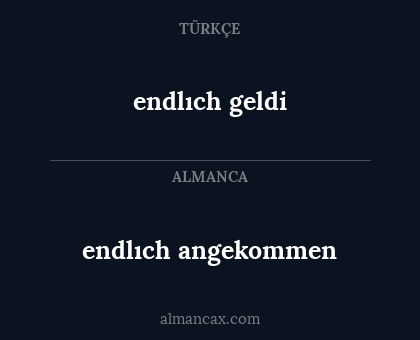 endlıch geldi - endlıch angekommen