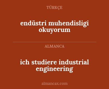 ich studiere industrial engineering - endüstri muhendisligi okuyorum