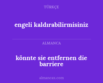 engeli kaldırabilirmisiniz - könnte sie entfernen die barriere