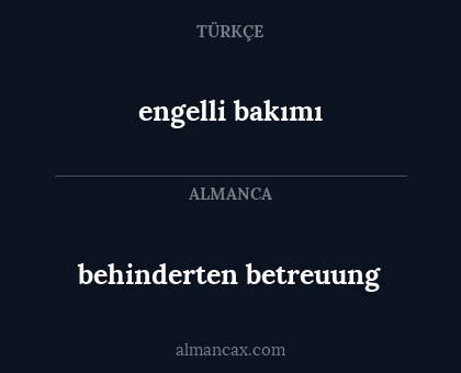 engelli bakımı - behinderten betreuung