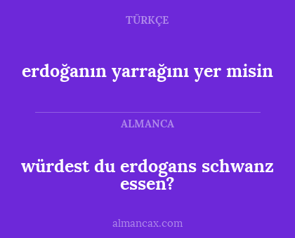 würdest du erdogans schwanz essen? - erdoğanın yarrağını yer misin