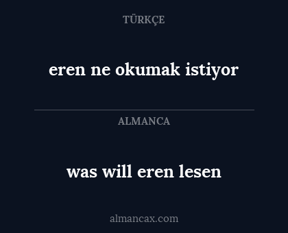 was will eren lesen - eren ne okumak istiyor