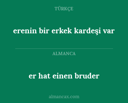 er hat einen bruder - erenin bir erkek kardeşi var