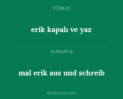 mal erik aus und schreib - erik kapalı ve yaz
