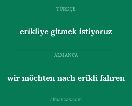 erikliye gitmek istiyoruz - wir möchten nach erikli fahren