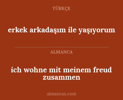 erkek arkadaşım ile yaşıyorum - ich wohne mit meinem freud zusammen
