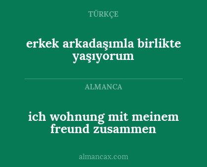 ich wohnung mit meinem freund zusammen - erkek arkadaşımla birlikte yaşıyorum