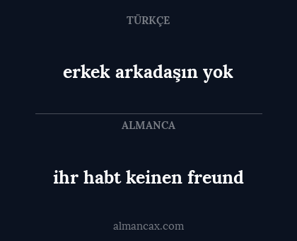 erkek arkadaşın yok - ihr habt keinen freund