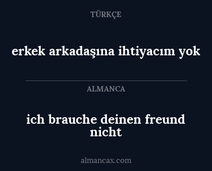 erkek arkadaşına ihtiyacım yok - ich brauche deinen freund nicht