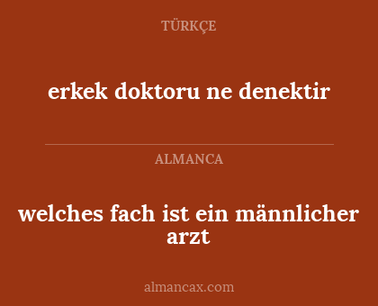 welches fach ist ein männlicher arzt - erkek doktoru ne denektir