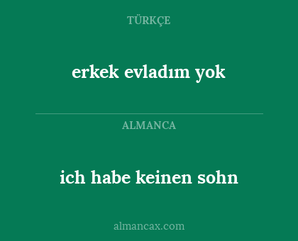 erkek evladım yok - ich habe keinen sohn