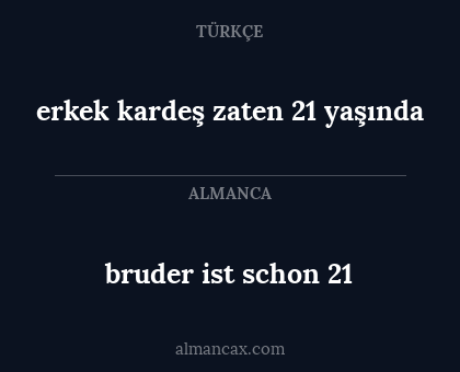 erkek kardeş zaten 21 yaşında - bruder ist schon 21