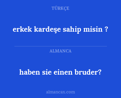 erkek kardeşe sahip misin ? - haben sie einen bruder?