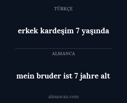 mein bruder ist 7 jahre alt - erkek kardeşim 7 yaşında
