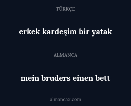 mein bruders einen bett - erkek kardeşim bir yatak