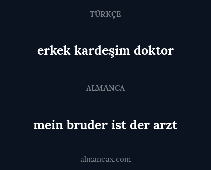 mein bruder ist der arzt - erkek kardeşim doktor