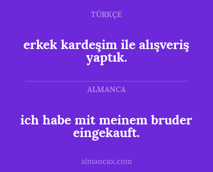 erkek kardeşim ile alışveriş yaptık. - ich habe mit meinem bruder eingekauft.