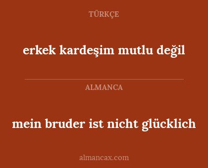 mein bruder ist nicht glücklich - erkek kardeşim mutlu değil