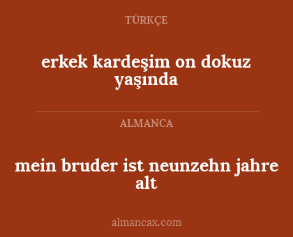 erkek kardeşim on dokuz yaşında - mein bruder ist neunzehn jahre alt