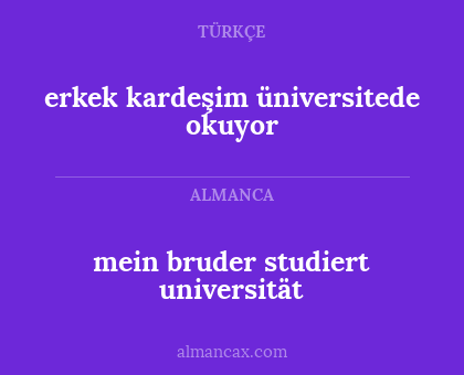 erkek kardeşim üniversitede okuyor - mein bruder studiert universität