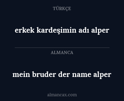 erkek kardeşimin adı alper - mein bruder der name alper