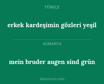 mein bruder augen sind grün - erkek kardeşimin gözleri yeşil