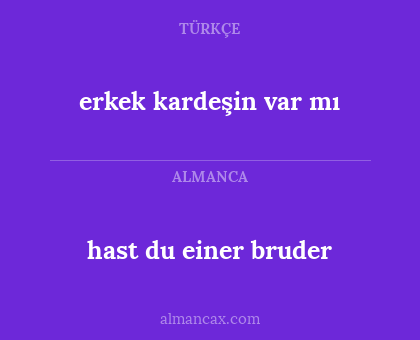 hast du einer bruder - erkek kardeşin var mı