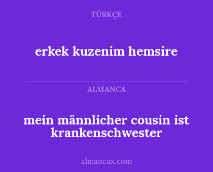 mein männlicher cousin ist krankenschwester - erkek kuzenim hemsire