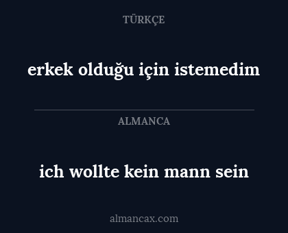 ich wollte kein mann sein - erkek olduğu için istemedim