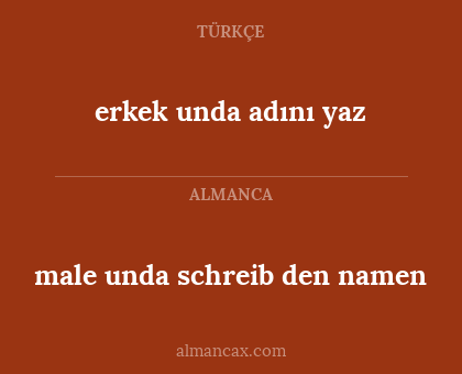 male unda schreib den namen - erkek unda adını yaz