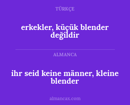 ihr seid keine männer, kleine blender - erkekler, küçük blender değildir
