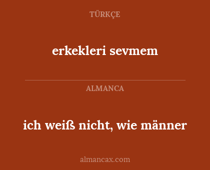 ich weiß nicht, wie männer - erkekleri sevmem