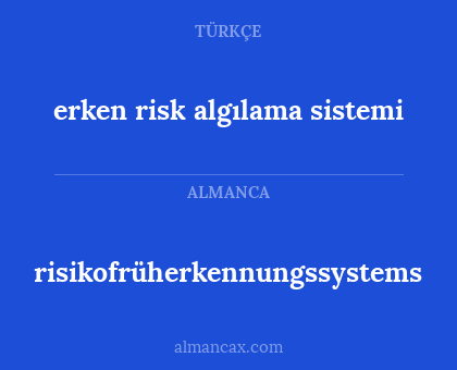 erken risk algılama sistemi - risikofrüherkennungssystems