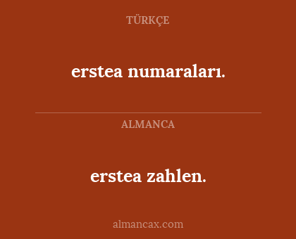 erstea zahlen. - erstea numaraları.