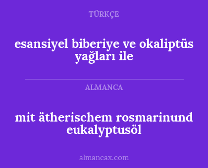 esansiyel biberiye ve okaliptüs yağları ile - mit ätherischem rosmarinund eukalyptusöl
