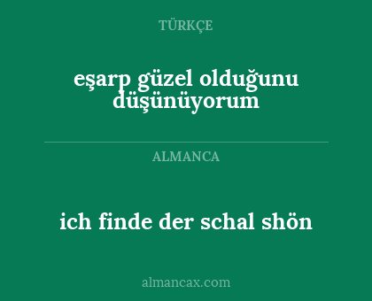 eşarp güzel olduğunu düşünüyorum - ich finde der schal shön