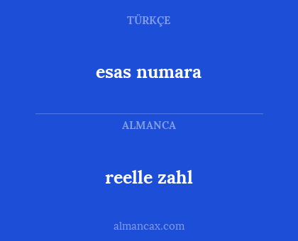 esas numara - reelle zahl